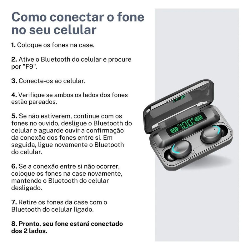 Fone De Ouvido Sem Fio F9-5 Power One